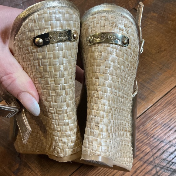 Lilly Pulitzer Kristen Gold Metallic Leather Wedge Espadrilles | Women’s Size 10 - Picture 13 of 16